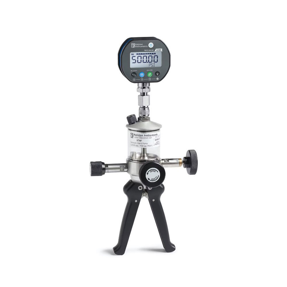 Bomba hidráulica Ralston Instruments XTHP-KIT5-GV XTHP, manómetro LC20 de 10 000 psi, manguera de 3 pies, adaptador