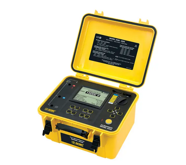 AEMC 6555 Megohmmeter, 15,000V with Graphical, Analog Bargraph, Backlight, Alarm, and Timer Functions